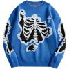 image:imageSOLY HUX Mens Y2K Skeleton Sweater Goth Grunge Skull Long Sleeve Pullover Jumper Graphic Alternative SweatersBlue Graphic Print