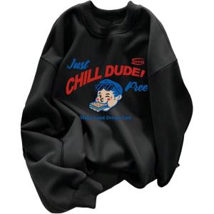 image:imageSOLY HUX Graphic Sweatshirts for Men Crewneck Long Sleeve Drop Shoulder Letter Print Pullover TopsBlack Graphic Print