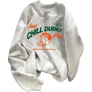 image:imageSOLY HUX Graphic Sweatshirts for Men Crewneck Long Sleeve Drop Shoulder Letter Print Pullover TopsGrey Graphic