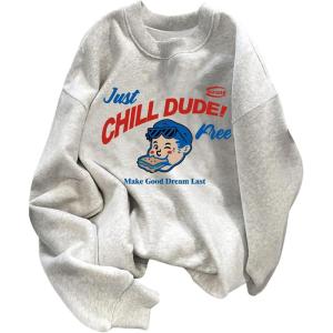 image:imageSOLY HUX Graphic Sweatshirts for Men Crewneck Long Sleeve Drop Shoulder Letter Print Pullover TopsGrey Graphic Print