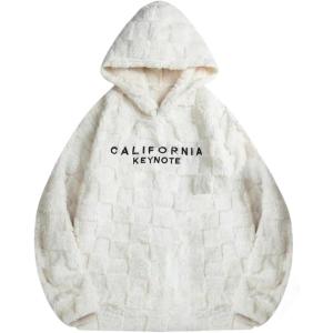 image:imageSOLY HUX Hoodies for Men Fuzzy Sherpa Pullover Letter Graphic Embroidery Long Sleeve Fall Winter Fleece Hooded SweatshirtBlack and White Letter