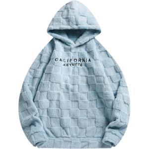 image:imageSOLY HUX Hoodies for Men Fuzzy Sherpa Pullover Letter Graphic Embroidery Long Sleeve Fall Winter Fleece Hooded SweatshirtLight Blue Letter