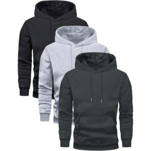 image:imageSOLY HUX Mens Athletic Hoodies Pullover 3 Packs Long Sleeve Hooded Basic Sweatshirt with PocketGrey Black Multi