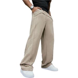 image:imageSOLY HUX Mens Baggy Sweatpants Drawstring Elastic Waist Wide Leg Trousers with Pockets StreetwearPlain Brown