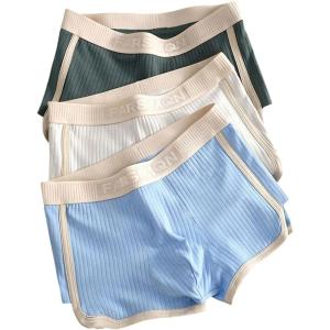 image:imageSOLY HUX Mens Boxer Briefs 3 Packs Trunks Mid Rise Underwear Stretchy Knitted PantiesBlue White Multi