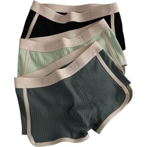 image:imageSOLY HUX Mens Boxer Briefs 3 Packs Trunks Mid Rise Underwear Stretchy Knitted PantiesGreen Black Multi