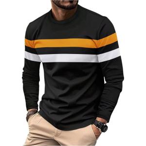 image:imageSOLY HUX Mens Color Block Striped T Shirt Long Sleeve Crew Neck Tee Tops Casual Fall ClothesBlack Striped