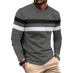image:imageSOLY HUX Mens Color Block Striped T Shirt Long Sleeve Crew Neck Tee Tops Casual Fall ClothesDark Grey Striped
