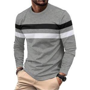 image:imageSOLY HUX Mens Color Block Striped T Shirt Long Sleeve Crew Neck Tee Tops Casual Fall ClothesLight Grey Striped