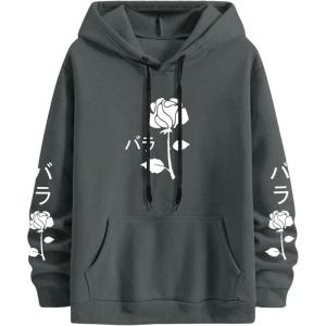 image:imageSOLY HUX Mens Floral Graphic Hoodies Drawstring Sweatshirt Long Sleeve Casual Pullover TopsDark Grey Floral Printed