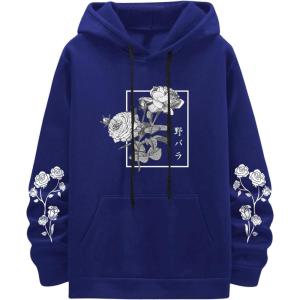 image:imageSOLY HUX Mens Floral Print Casual Graphic Hoodies Drawstring Long Sleeve Pullover SweatshirtBlue Graphic