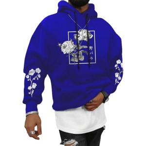 image:imageSOLY HUX Mens Floral Print Casual Graphic Hoodies Drawstring Long Sleeve Pullover SweatshirtNavy Blue Floral