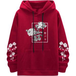 image:imageSOLY HUX Mens Floral Print Casual Graphic Hoodies Drawstring Long Sleeve Pullover SweatshirtRed Floral Print