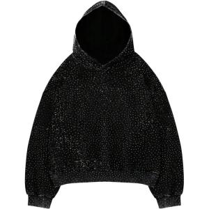 image:imageSOLY HUX Mens Glitter Oversized Hoodies Sparkly Long Sleeve Shirts Party Hooded Sweatshirts TopsBlack Glitter