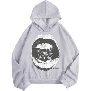 image:imageSOLY HUX Mens Graphic Hoodies Oversized Drop Shoulder Long Sleeve Streetwear Vintage Pullover SweatshirtLight Grey Graphic
