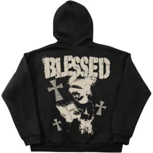 image:imageSOLY HUX Mens Graphic Zip Up Hoodie Sweatshirt Y2k Vintage Long Sleeve Hooded Casual Jacket StreetwearBlack Graphic Print