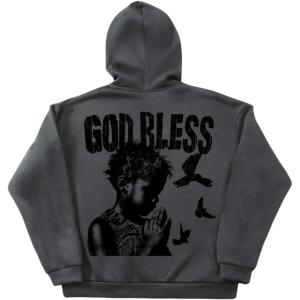 image:imageSOLY HUX Mens Graphic Zip Up Hoodie Sweatshirt Y2k Vintage Long Sleeve Hooded Casual Jacket StreetwearDark Grey Letter