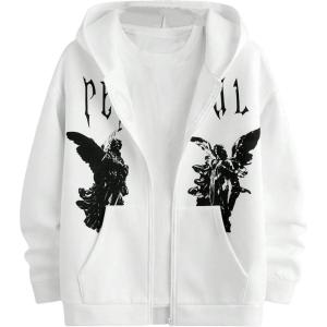 image:imageSOLY HUX Mens Graphic Zip Up Hoodies Streetwear Jacket Letter Print Long Sleeve Sweatshirt with PocketWhite Figure