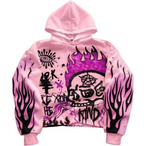 image:imageSOLY HUX Mens Grunge Graphic Hoodies Y2k Baggy Hooded Sweatshirts Fall Clothes StreetwearPink Graphic