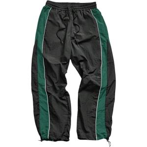 image:imageSOLY HUX Mens Parachute Track Pants Baggy Sweatpants Casual Workout Athletic Joggers with PocketsBlack Green Multi