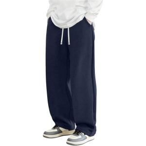 image:imageSOLY HUX Mens Wide Leg Baggy Sweatpants Drawstring Elastic Waist Athletic Trousers with Pockets StreetwearPure Dark Blue
