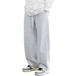 image:imageSOLY HUX Mens Wide Leg Baggy Sweatpants Drawstring Elastic Waist Athletic Trousers with Pockets StreetwearPure Light Grey