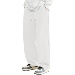 image:imageSOLY HUX Mens Wide Leg Baggy Sweatpants Drawstring Elastic Waist Athletic Trousers with Pockets StreetwearPure White