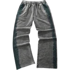 image:imageSOLY HUX Mens Y2k Baggy Sweatpants Straight Leg Drawstring Elastic Waist Hip Hop Casual Pants StreetwearDark Grey Multi