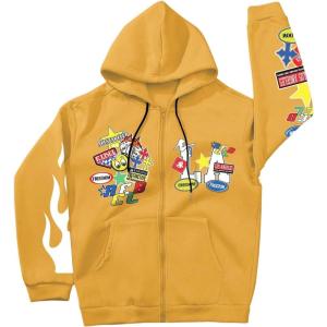 image:imageSOLY HUX Mens Y2k Graphic Zip Up Hoodies Drawstring Long Sleeve Casual Sweatshirt Jacket with PocketsYellow Letter