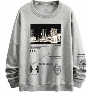 image:imageSOLY HUX Sweatshirts for Men Letter Graphic Crew Neck Long Sleeve Drop Shoulder Pullover TopGrey Graphic Printed