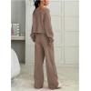 image:imageSOLY HUX Womens 2 Piece Outfits Fall Sweatsuits Off The Shoulder Crop Top Wide Leg Sweatpants Casual Matching Lounge SetsCoffee Brown