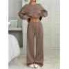 image:imageSOLY HUX Womens 2 Piece Outfits Fall Sweatsuits Off The Shoulder Crop Top Wide Leg Sweatpants Casual Matching Lounge SetsCoffee Brown