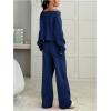 image:imageSOLY HUX Womens 2 Piece Outfits Fall Sweatsuits Off The Shoulder Crop Top Wide Leg Sweatpants Casual Matching Lounge SetsDark Blue