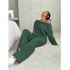image:imageSOLY HUX Womens 2 Piece Outfits Fall Sweatsuits Off The Shoulder Crop Top Wide Leg Sweatpants Casual Matching Lounge SetsDark Green