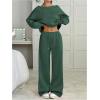 image:imageSOLY HUX Womens 2 Piece Outfits Fall Sweatsuits Off The Shoulder Crop Top Wide Leg Sweatpants Casual Matching Lounge SetsDark Green