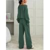 image:imageSOLY HUX Womens 2 Piece Outfits Fall Sweatsuits Off The Shoulder Crop Top Wide Leg Sweatpants Casual Matching Lounge SetsDark Green