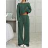 image:imageSOLY HUX Womens 2 Piece Outfits Fall Sweatsuits Off The Shoulder Crop Top Wide Leg Sweatpants Casual Matching Lounge SetsDark Green