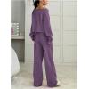 image:imageSOLY HUX Womens 2 Piece Outfits Fall Sweatsuits Off The Shoulder Crop Top Wide Leg Sweatpants Casual Matching Lounge SetsDusty Purple
