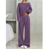image:imageSOLY HUX Womens 2 Piece Outfits Fall Sweatsuits Off The Shoulder Crop Top Wide Leg Sweatpants Casual Matching Lounge SetsDusty Purple