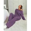 image:imageSOLY HUX Womens 2 Piece Outfits Fall Sweatsuits Off The Shoulder Crop Top Wide Leg Sweatpants Casual Matching Lounge SetsDusty Purple