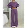 image:imageSOLY HUX Womens 2 Piece Outfits Fall Sweatsuits Off The Shoulder Crop Top Wide Leg Sweatpants Casual Matching Lounge SetsDusty Purple