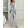 image:imageSOLY HUX Womens 2 Piece Outfits Fall Sweatsuits Off The Shoulder Crop Top Wide Leg Sweatpants Casual Matching Lounge SetsLight Grey