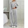 image:imageSOLY HUX Womens 2 Piece Outfits Fall Sweatsuits Off The Shoulder Crop Top Wide Leg Sweatpants Casual Matching Lounge SetsLight Grey