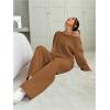 image:imageSOLY HUX Womens 2 Piece Outfits Fall Sweatsuits Off The Shoulder Crop Top Wide Leg Sweatpants Casual Matching Lounge SetsPain Brown