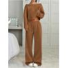 image:imageSOLY HUX Womens 2 Piece Outfits Fall Sweatsuits Off The Shoulder Crop Top Wide Leg Sweatpants Casual Matching Lounge SetsPain Brown