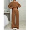 image:imageSOLY HUX Womens 2 Piece Outfits Fall Sweatsuits Off The Shoulder Crop Top Wide Leg Sweatpants Casual Matching Lounge SetsPain Brown
