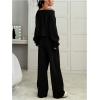 image:imageSOLY HUX Womens 2 Piece Outfits Fall Sweatsuits Off The Shoulder Crop Top Wide Leg Sweatpants Casual Matching Lounge SetsPlain Black