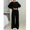image:imageSOLY HUX Womens 2 Piece Outfits Fall Sweatsuits Off The Shoulder Crop Top Wide Leg Sweatpants Casual Matching Lounge SetsPlain Black