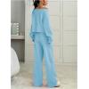 image:imageSOLY HUX Womens 2 Piece Outfits Fall Sweatsuits Off The Shoulder Crop Top Wide Leg Sweatpants Casual Matching Lounge SetsPlain Blue
