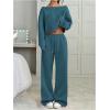 image:imageSOLY HUX Womens 2 Piece Outfits Fall Sweatsuits Off The Shoulder Crop Top Wide Leg Sweatpants Casual Matching Lounge SetsPlain Green